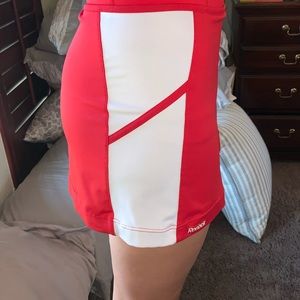 red and white tennis skirt